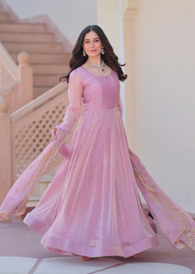 Pink Embroidered Anarkali Gown