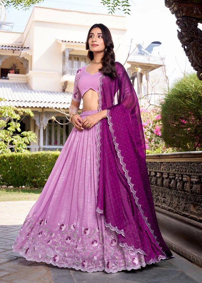 Lavender Embroidered Lehenga Choli