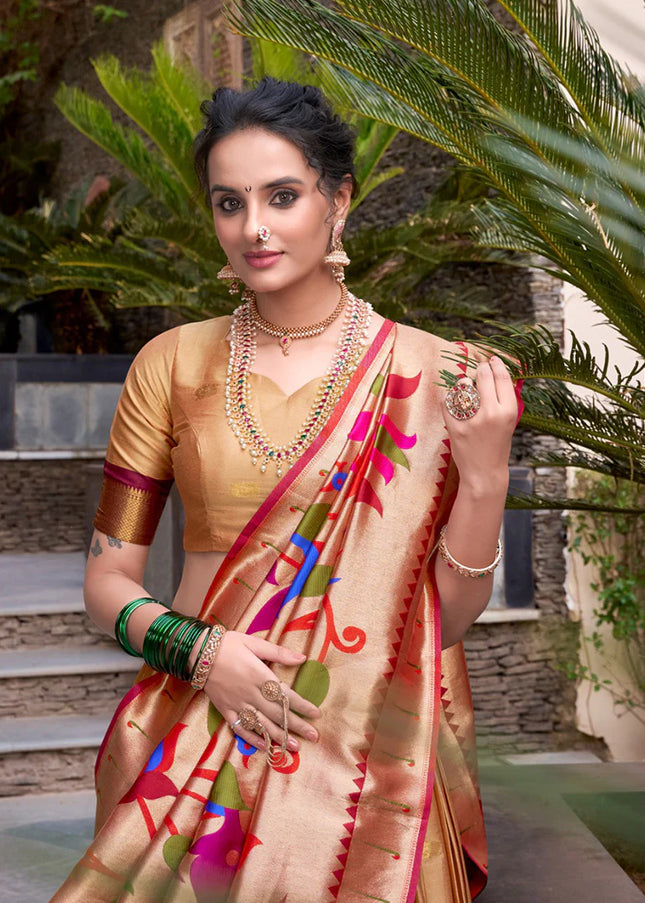 Beige Weaved Lehenga Choli