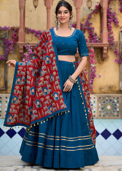 Blue Embroidered Lehenga Choli