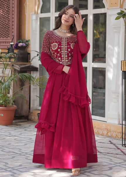 Pink Embroidered Anarkali Gown