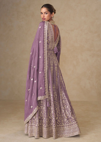 Lavender Embroidered Lehenga Anarkali