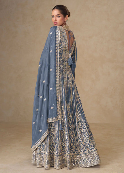 Grey Embroidered Lehenga Anarkali