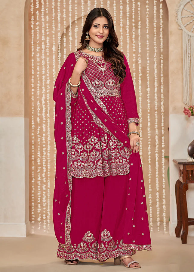 Pink Embroidered Sharara Suit