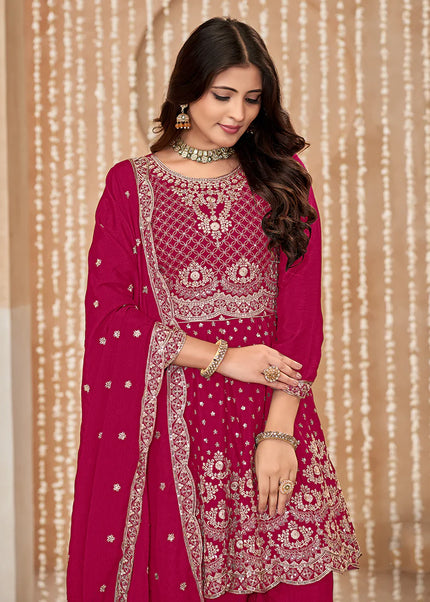 Pink Embroidered Sharara Suit