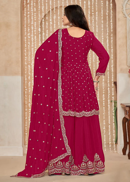 Pink Embroidered Sharara Suit