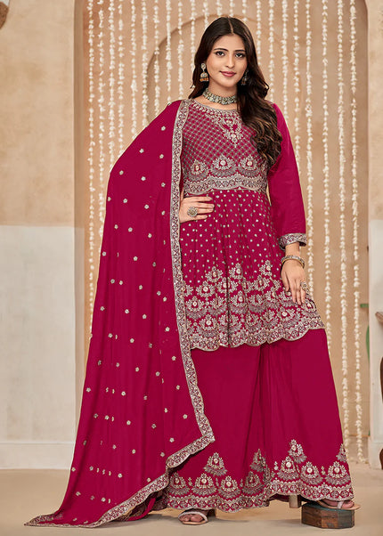 Pink Embroidered Sharara Suit