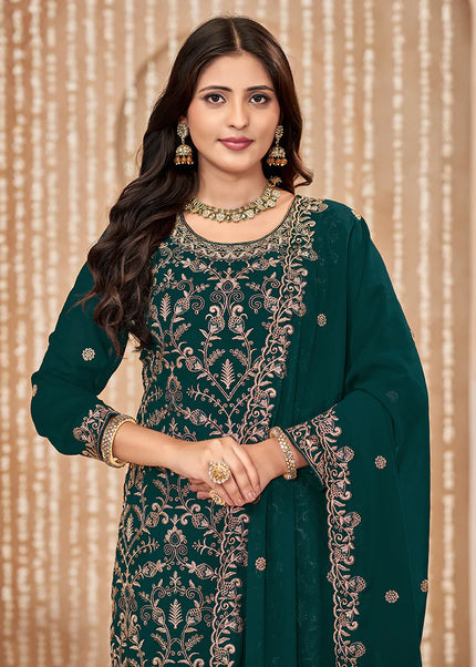 Green Embroidered Pant Style Suit