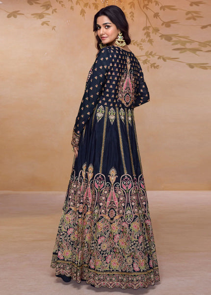 Black Embroidered Jacket Style Lehenga Choli