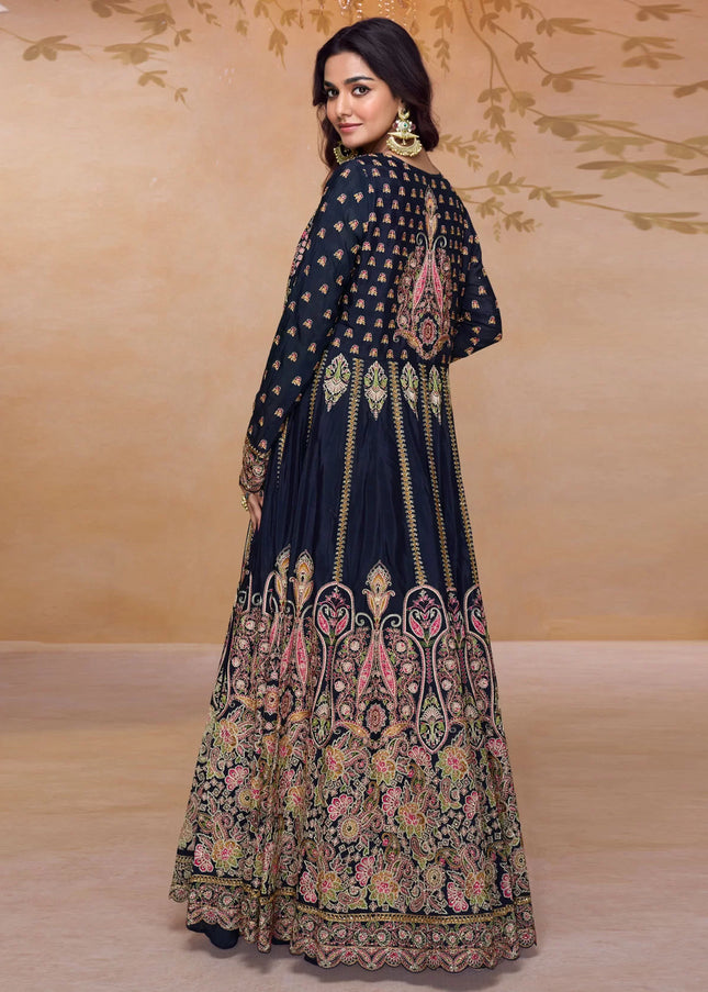 Black Embroidered Jacket Style Lehenga Choli