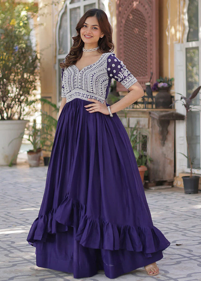 Purple Embroidered Lehenga Anarkali