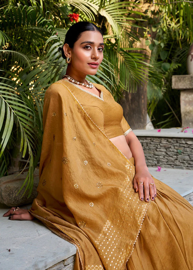Mustard Embroidered Lehenga Choli