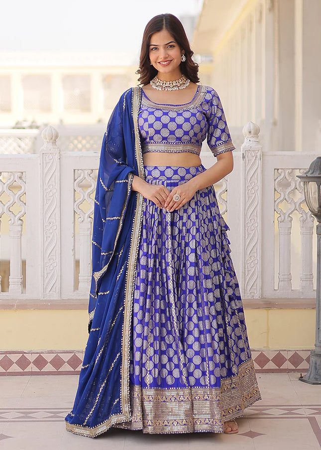 Blue Embroidered Lehenga Choli