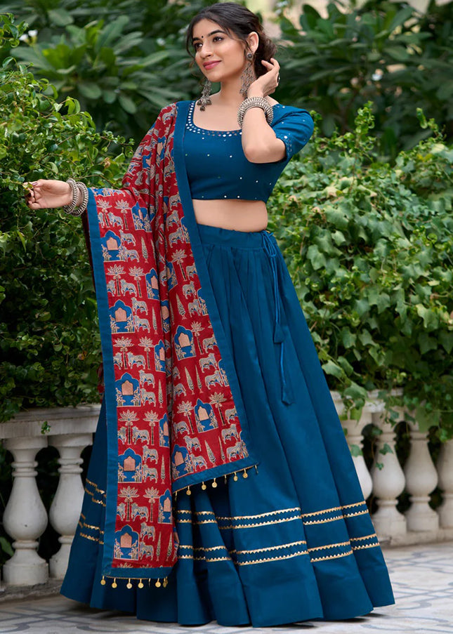 Blue Embroidered Lehenga Choli