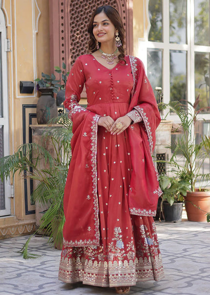 Pink Embroidered Anarkali Gown