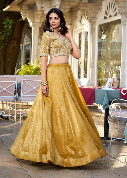 Mustard Embroidered Lehenga Choli