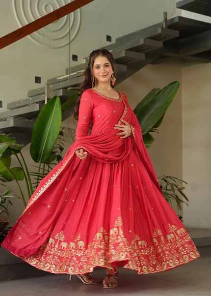 Pink Embroidered Anarkali Gown