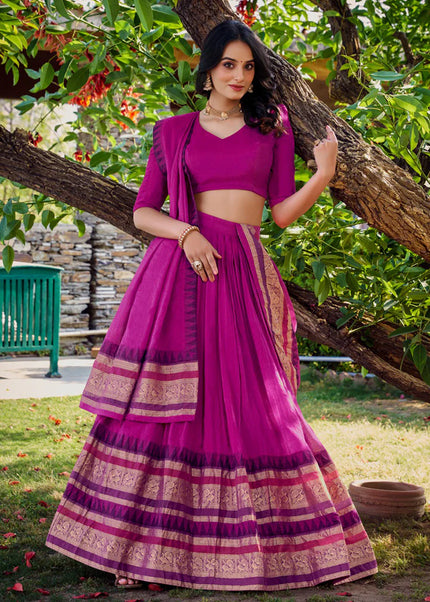 Pink Weaved Lehenga Choli