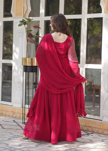 Pink Embroidered Anarkali Gown