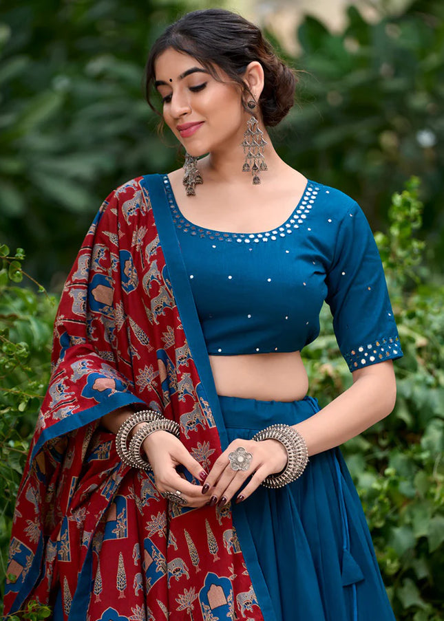 Blue Embroidered Lehenga Choli