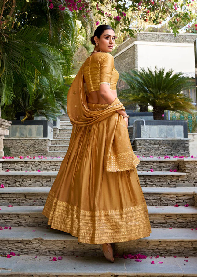 Mustard Embroidered Lehenga Choli