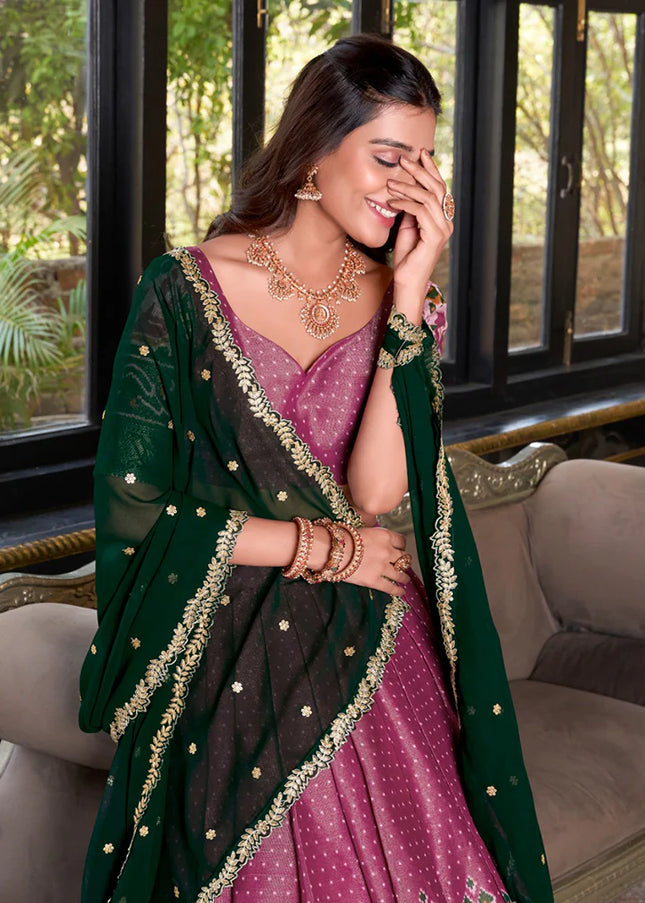 Pink Embroidered Lehenga Choli