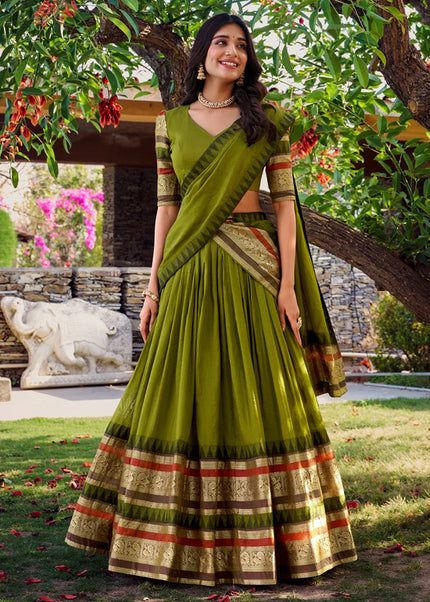 Green Weaved Lehenga Choli