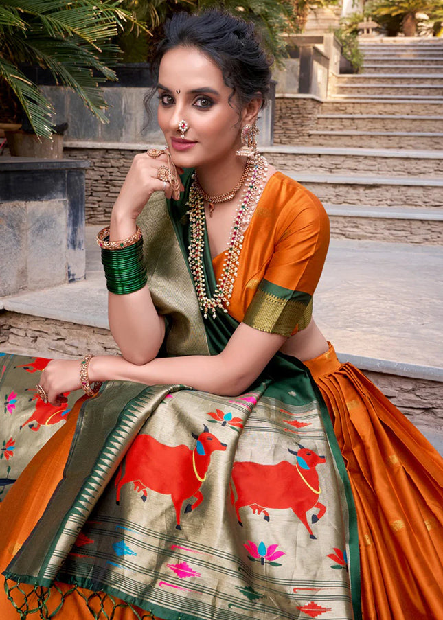 Orange Weaved Lehenga Choli