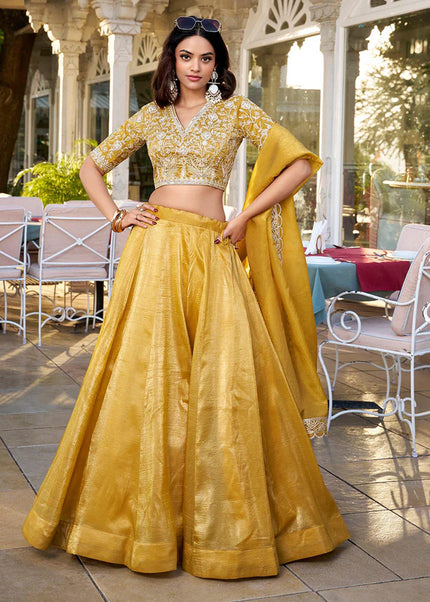 Mustard Embroidered Lehenga Choli