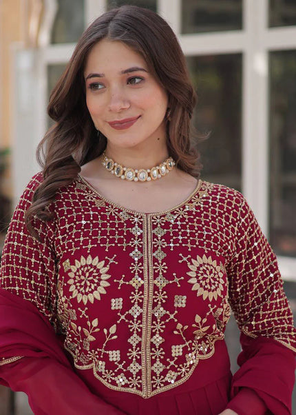 Pink Embroidered Anarkali Gown