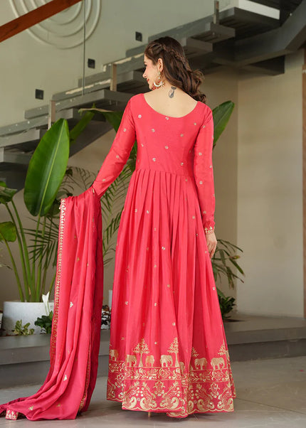 Pink Embroidered Anarkali Gown