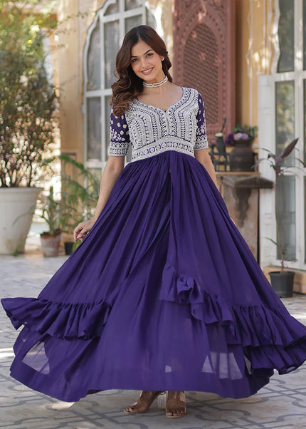 Purple Embroidered Lehenga Anarkali