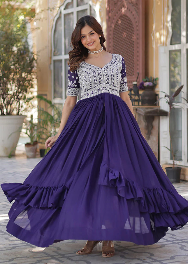 Purple Embroidered Lehenga Anarkali