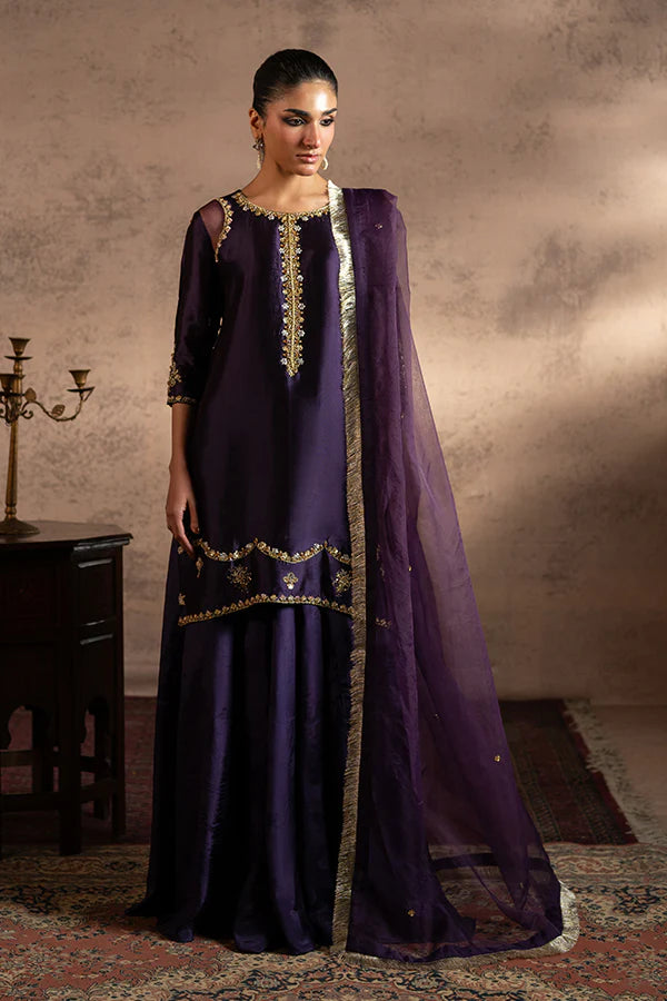 Farrukhzia | Fareesha - Deep Plum Zardosi