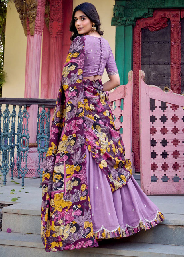 Lavender Embroidered Lehenga Choli
