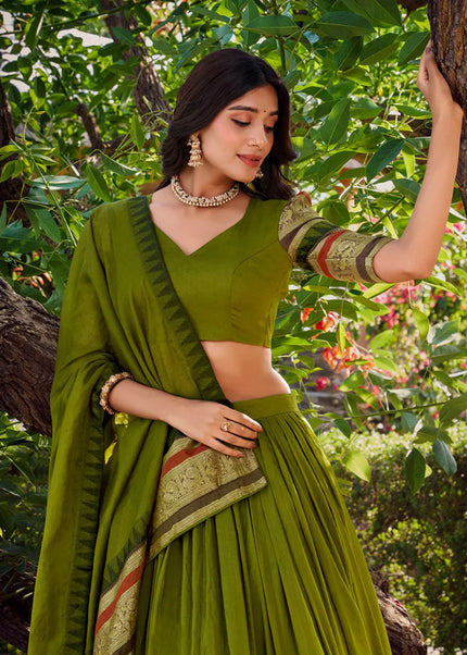 Green Weaved Lehenga Choli