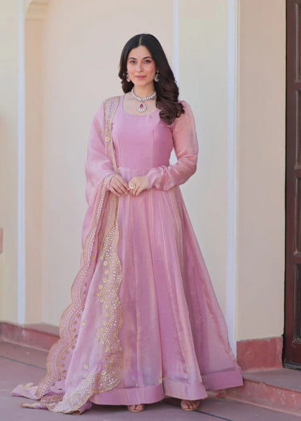 Pink Embroidered Anarkali Gown