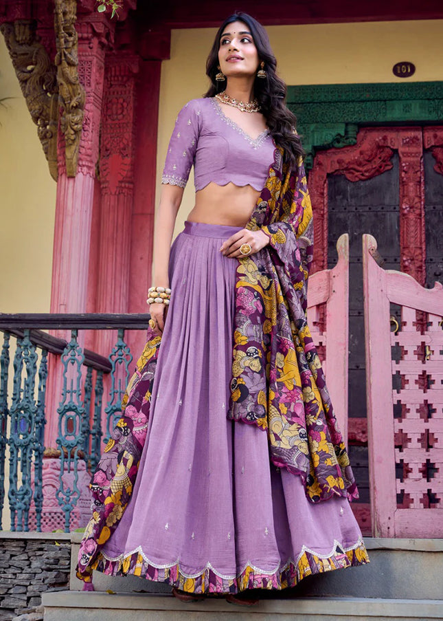 Lavender Embroidered Lehenga Choli