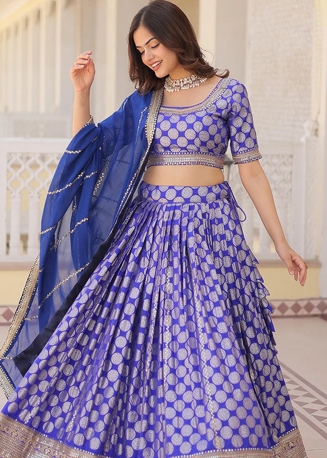Blue Embroidered Lehenga Choli