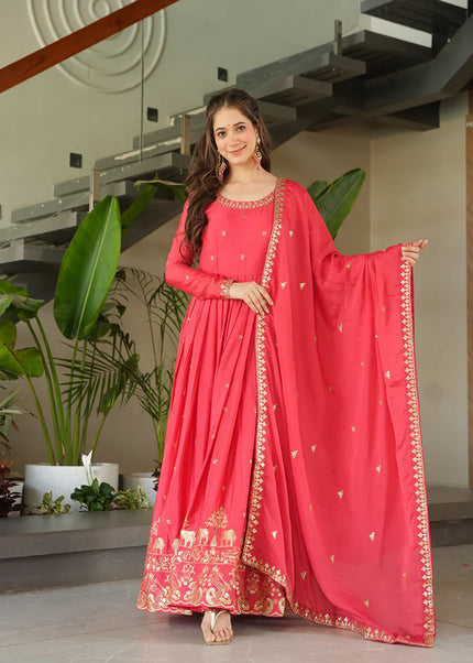 Pink Embroidered Anarkali Gown