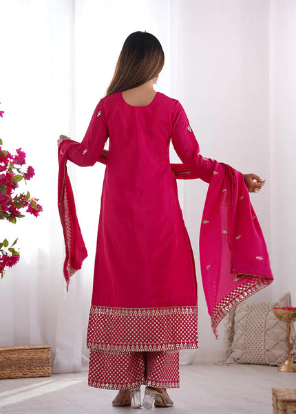 Pink Embroidered Pant Style Suit