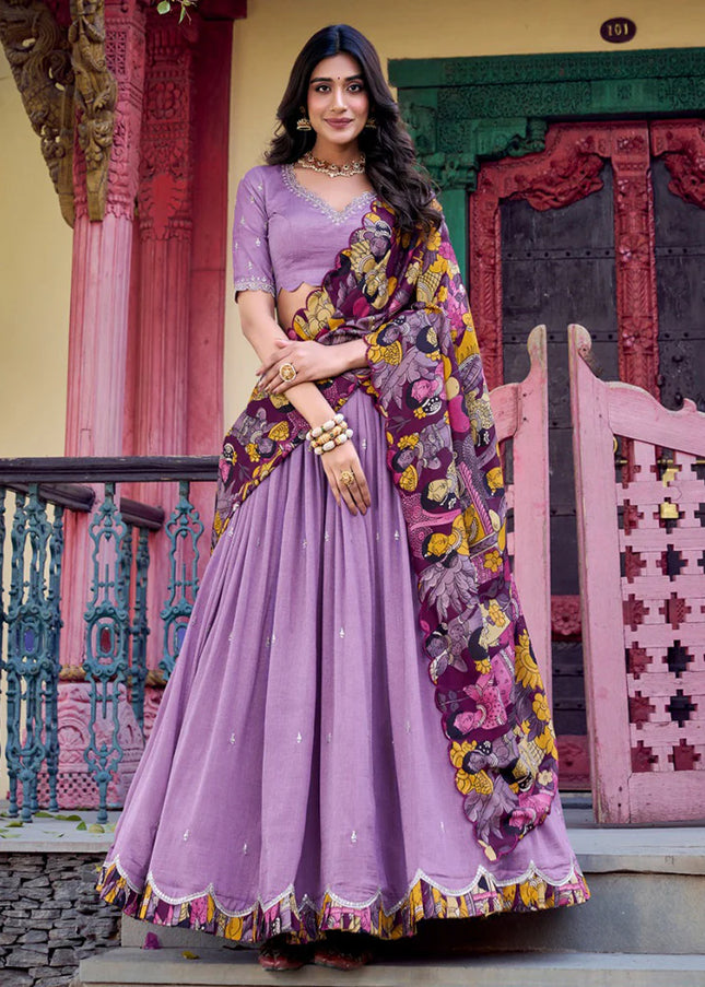 Lavender Embroidered Lehenga Choli