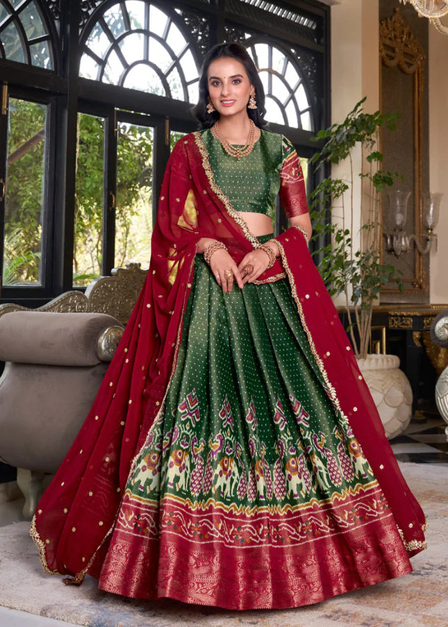 Green Embroidered Lehenga Choli