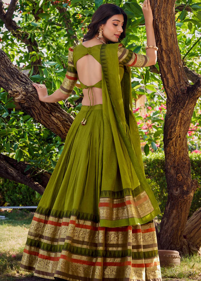 Green Weaved Lehenga Choli