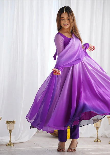 Purple Shaded Georgette Anarkali Suit