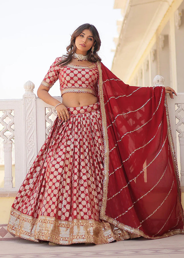 Red Embroidered Lehenga Choli