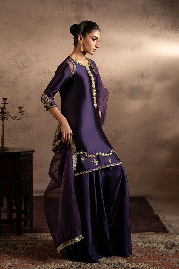 Farrukhzia | Fareesha - Deep Plum Zardosi