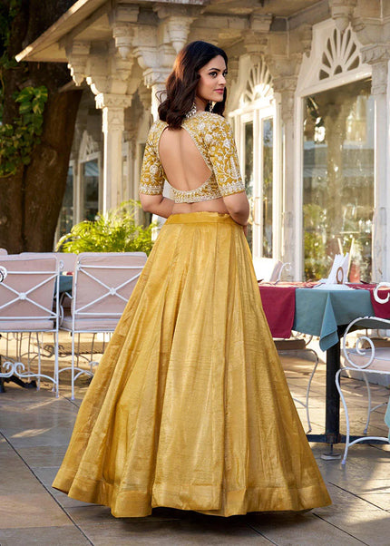 Mustard Embroidered Lehenga Choli