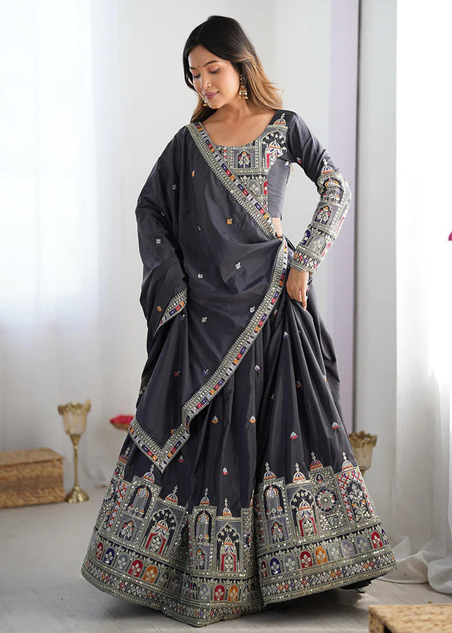 Black Embroidered Lehenga Choli