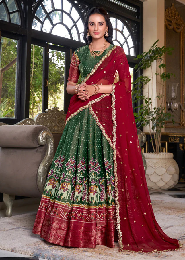 Green Embroidered Lehenga Choli